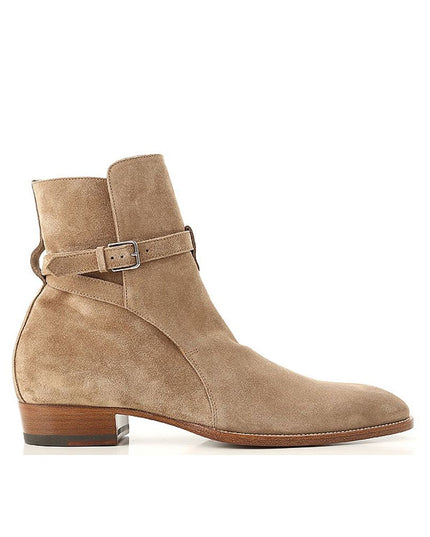 Saint Laurent Beige Calfskin Ankle Boots