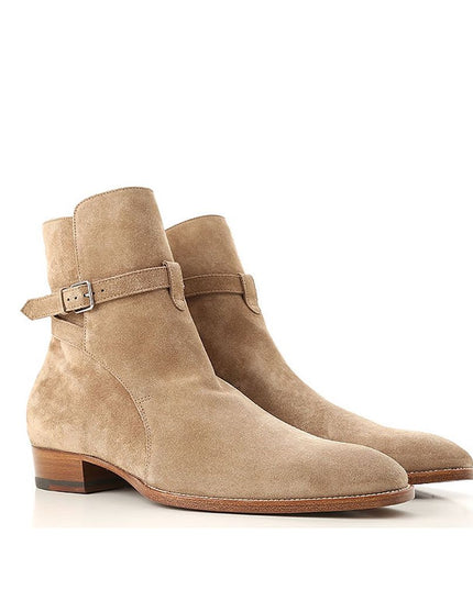 Saint Laurent Beige Calfskin Ankle Boots