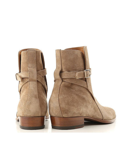 Saint Laurent Beige Calfskin Ankle Boots