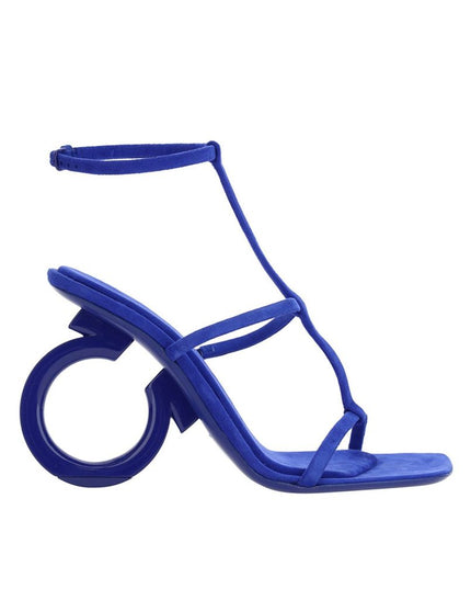 Salvatore Ferragamo Blue Calfskin Strap-On Sandals