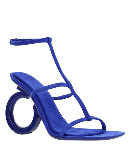 Salvatore Ferragamo Blue Calfskin Strap-On Sandals