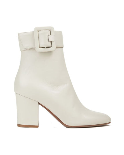 Sergio Rossi White Lamb Leather Ankle Boots
