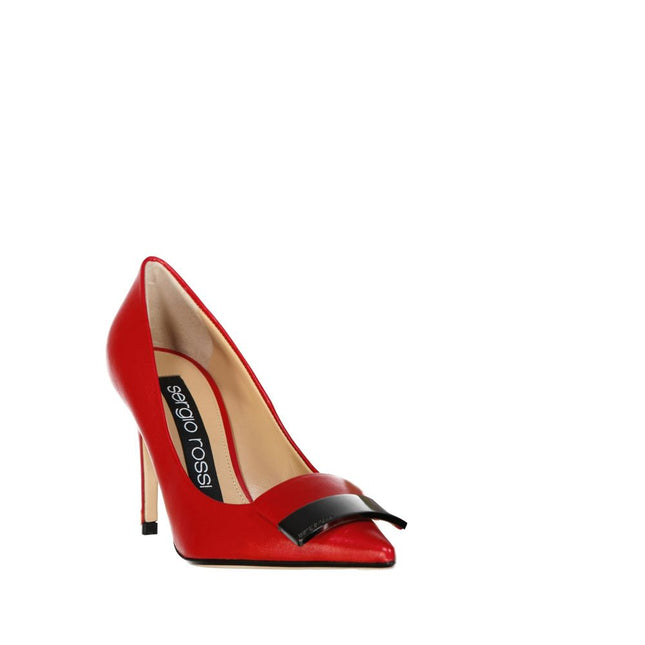 Sergio Rossi Red Calfskin High Heel Pumps