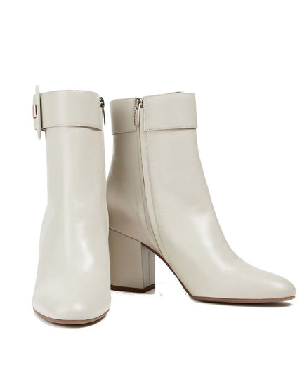 Sergio Rossi White Lamb Leather Ankle Boots