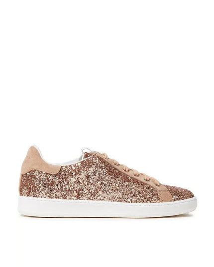 Sergio Rossi Rose Gold Fabric Low Top Sneakers