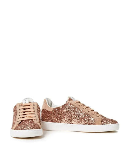 Sergio Rossi Rose Gold Fabric Low Top Sneakers