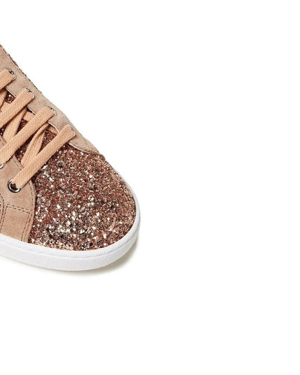 Sergio Rossi Rose Gold Fabric Low Top Sneakers