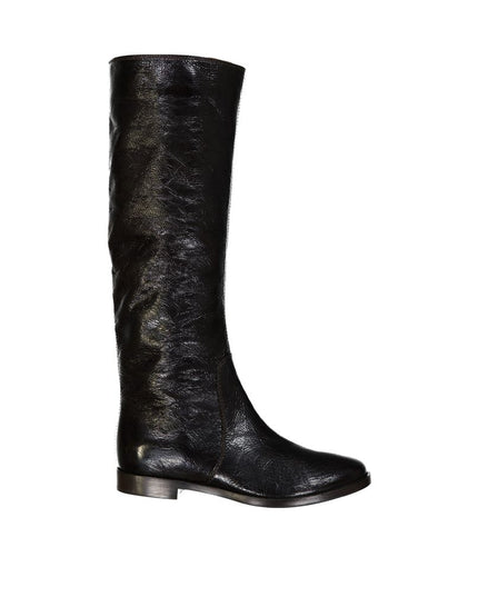 Sergio Rossi Black Calfskin Over The Knee