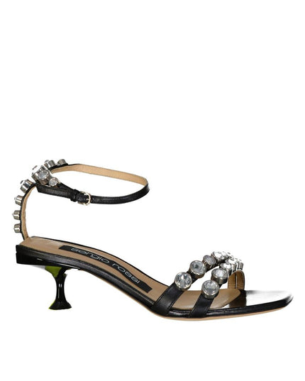 Sergio Rossi Black Calfskin Strap-On Sandals