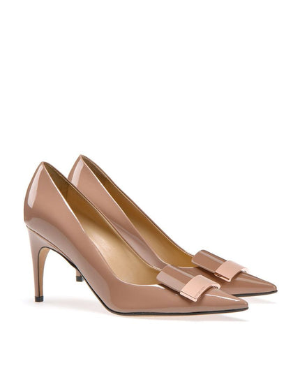 Sergio Rossi Beige Lamb Leather High Heel Pumps