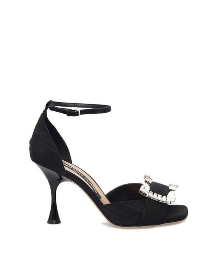 Sergio Rossi Black Fabric Stiletto Heel Sandals