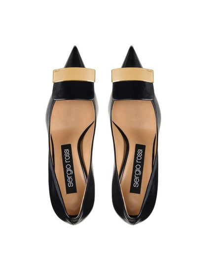 Sergio Rossi Black Calfskin High Heel Pumps
