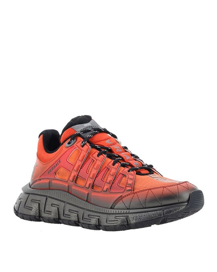 Versace Orange Fabric Athletic Sneakers
