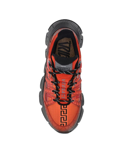 Versace Orange Fabric Athletic Sneakers