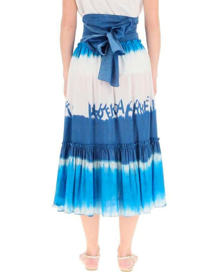 Alberta Ferretti Blue Cotton Midi Skirt