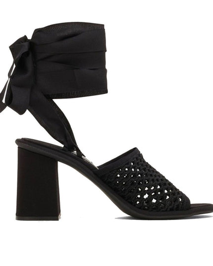 Miu Miu Black Fabric Strap-On Sandals