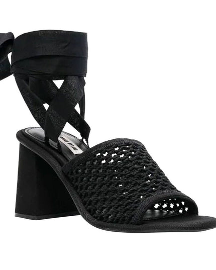 Miu Miu Black Fabric Strap-On Sandals