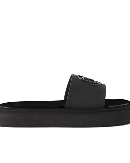 Moncler Black Rubber Slides