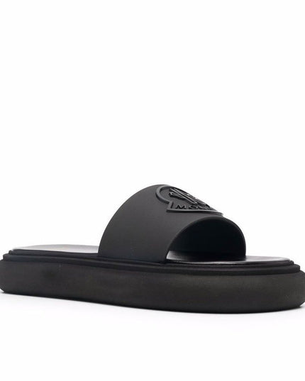 Moncler Black Rubber Slides