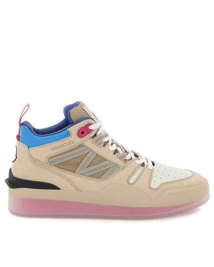 Moncler Beige Leather Platform Sneakers
