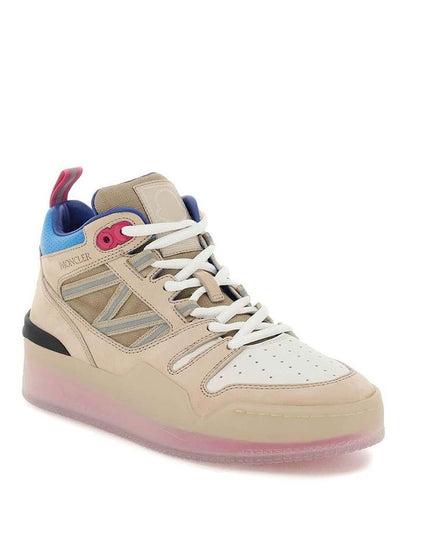 Moncler Beige Leather Platform Sneakers