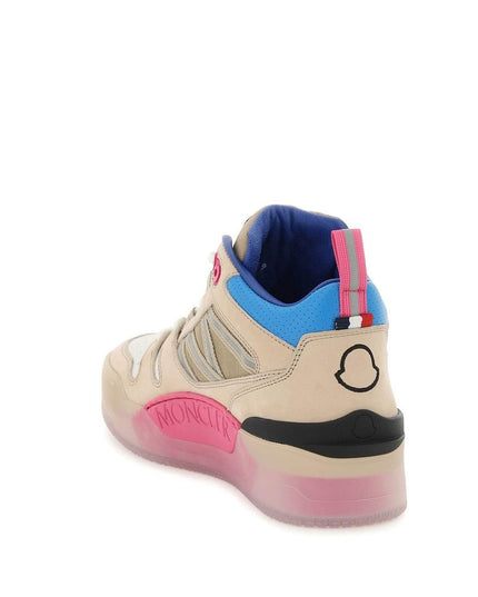 Moncler Beige Leather Platform Sneakers