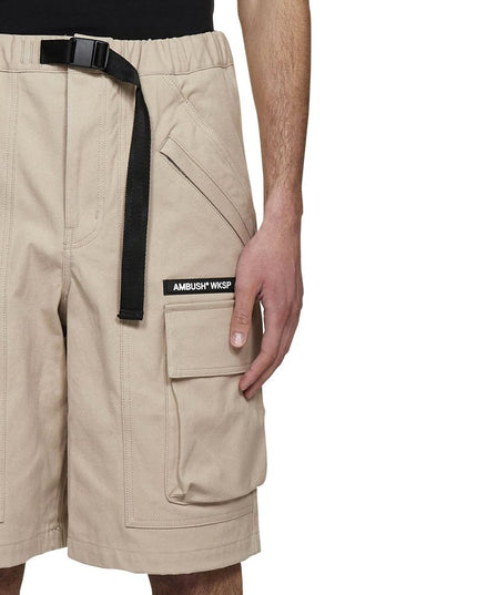 Ambush Beige Cotton Bermuda Shorts