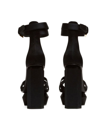 Balmain Black Silk Platform Sandals