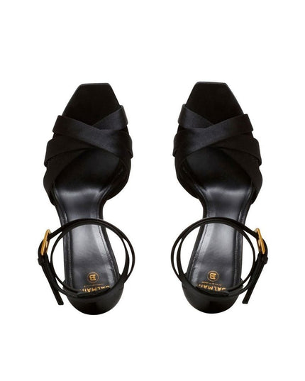 Balmain Black Silk Platform Sandals