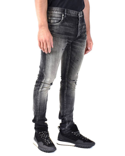 Balmain Black Cotton Skinny Jeans