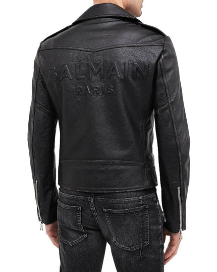 Balmain Black Leather Biker Jacket