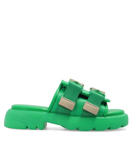 Bottega Veneta Green Nylon Slides