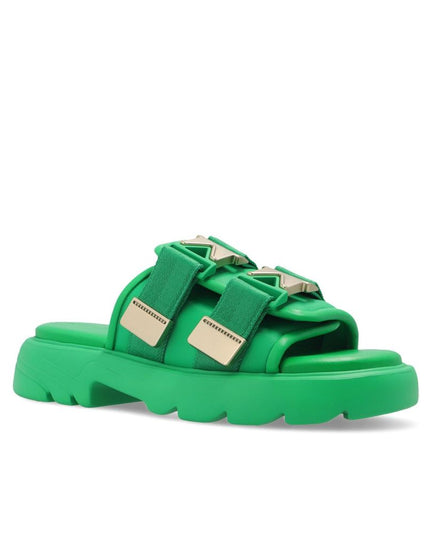Bottega Veneta Green Nylon Slides