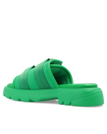 Bottega Veneta Green Nylon Slides