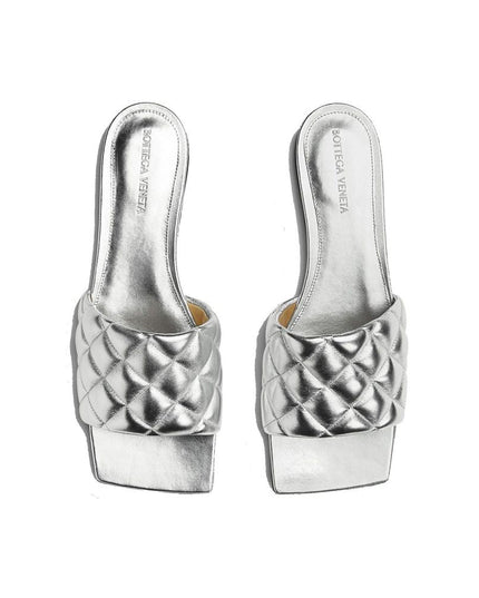 Bottega Veneta Silver Calfskin Slippers