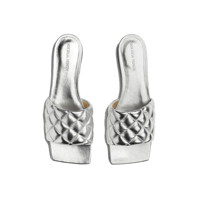 Bottega Veneta Silver Calfskin Slippers