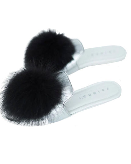 JOSHUA SANDERS Silver Calfskin Mules