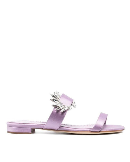 Manolo Blahnik Purple Silk Sandals
