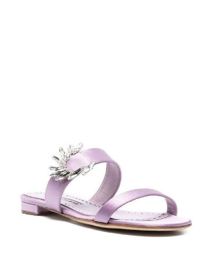 Manolo Blahnik Purple Silk Sandals