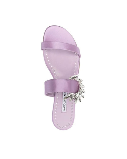 Manolo Blahnik Purple Silk Sandals
