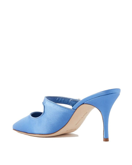 Manolo Blahnik Blue Silk Mules