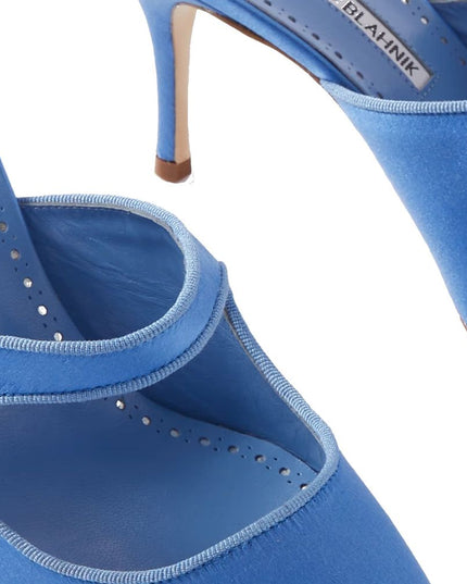 Manolo Blahnik Blue Silk Mules