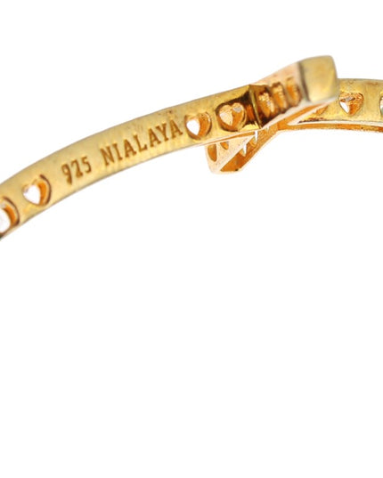 Nialaya Jade Stone Gold CZ Cross 925 Silver Bracelet