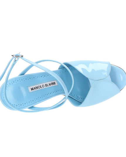 Manolo Blahnik Blue Calfskin Sandals