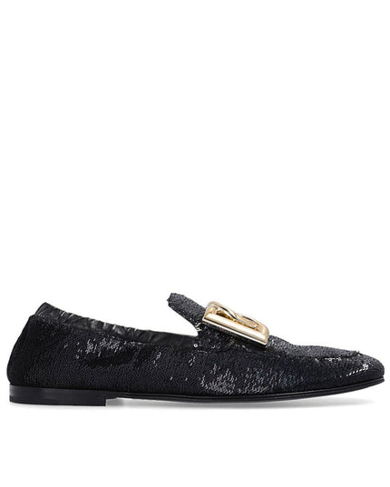 Dolce & Gabbana Black Fabric Slip-On Loafers