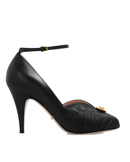 Gucci Black Leather High Heel Pumps