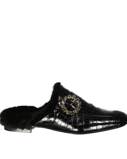 Eleventy Black Calfskin Mules
