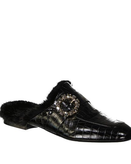Eleventy Black Calfskin Mules