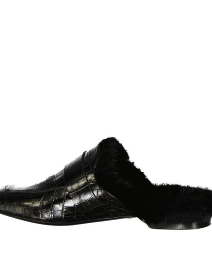 Eleventy Black Calfskin Mules