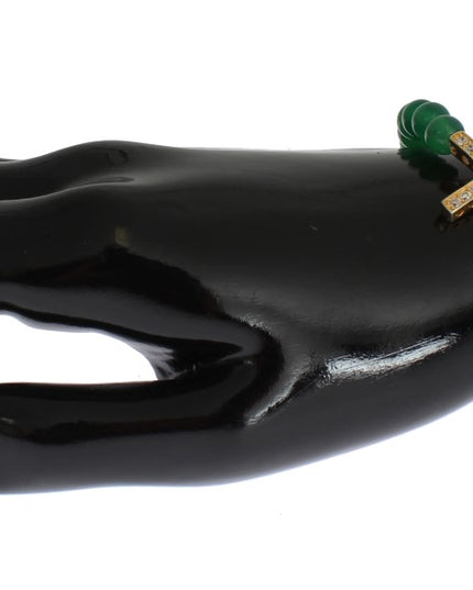 Nialaya Jade Stone Gold CZ Cross 925 Silver Bracelet